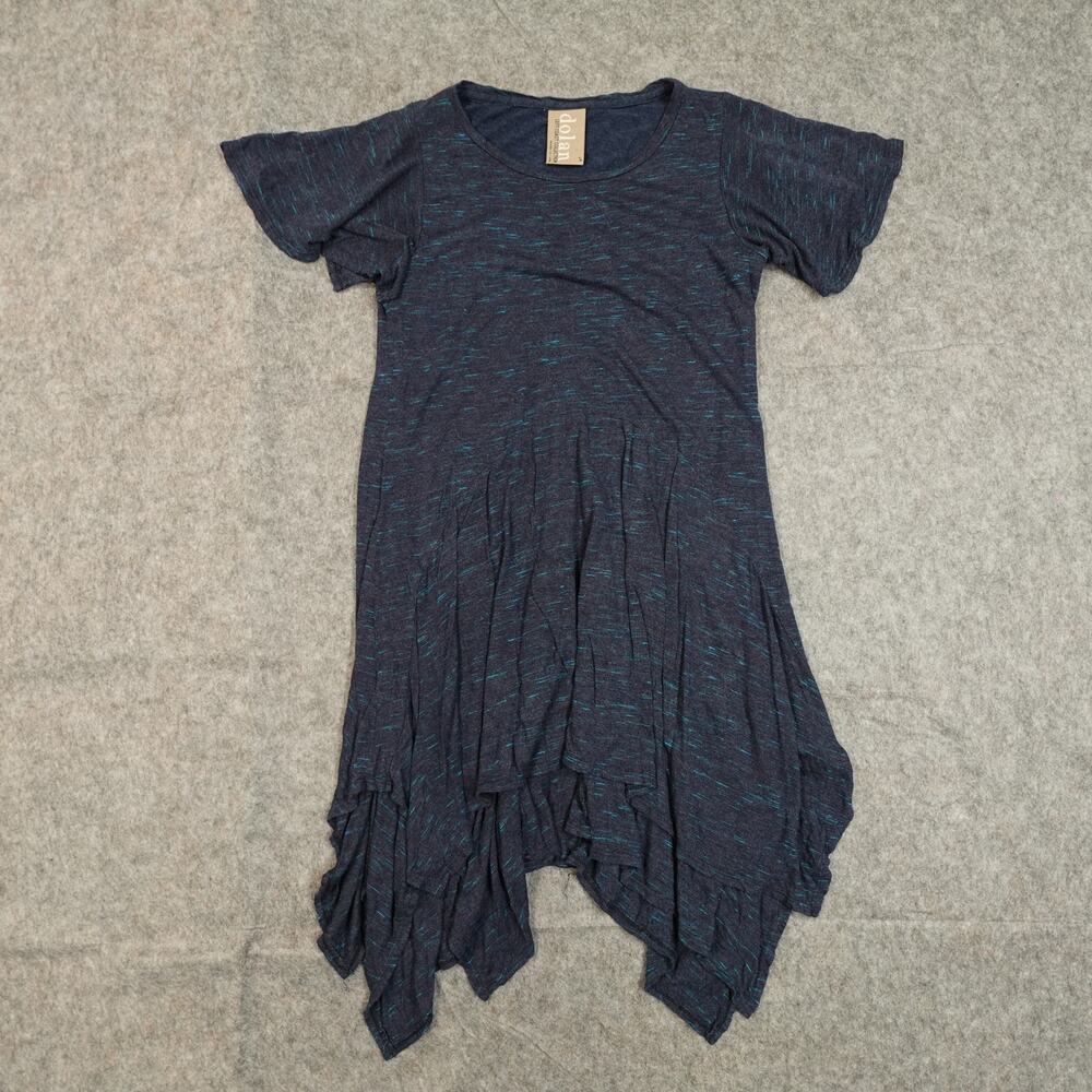 Anthropologie Dolan Dress Womens Small Swing Knit VNeck Sharkbite Hem Navy Blue